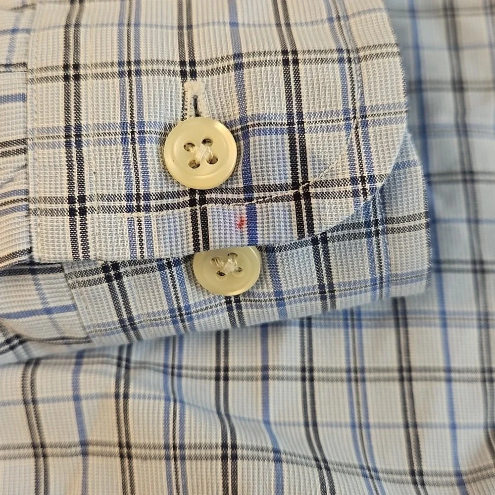 Polo Ralph Lauren Shirt Yarmouth Blue Oxford Check Button Mens 15-1/2 x 32/3 L/S